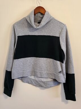 Adidas Gray & Black Colorblock Funnel Neck Pullover